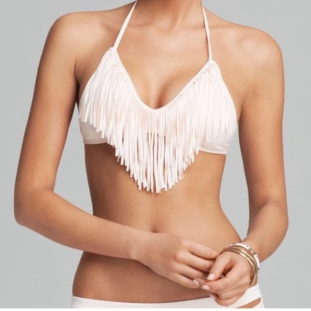 L*Space cream fringe bikini top size small